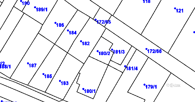 Parcela st. 180/2 v KÚ Ždánice, Katastrální mapa