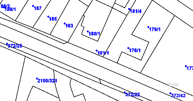 Parcela st. 181/1 v KÚ Ždánice, Katastrální mapa