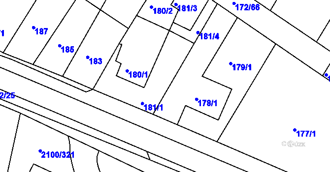Parcela st. 181/2 v KÚ Ždánice, Katastrální mapa