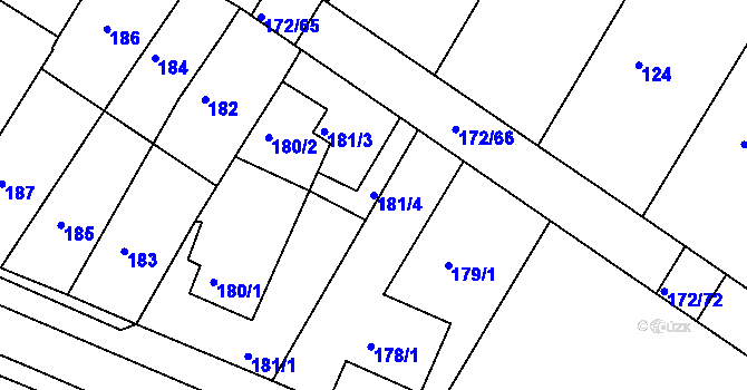 Parcela st. 181/4 v KÚ Ždánice, Katastrální mapa