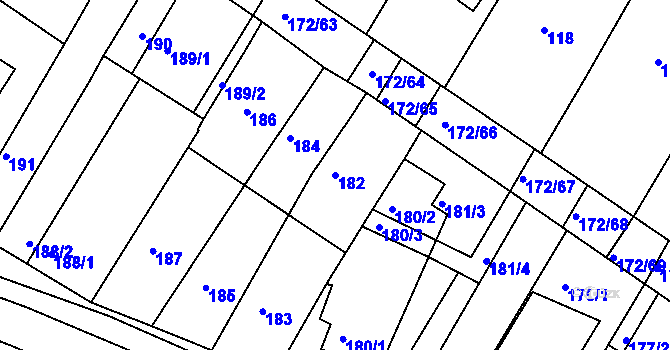 Parcela st. 182 v KÚ Ždánice, Katastrální mapa