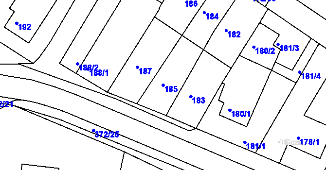 Parcela st. 185 v KÚ Ždánice, Katastrální mapa