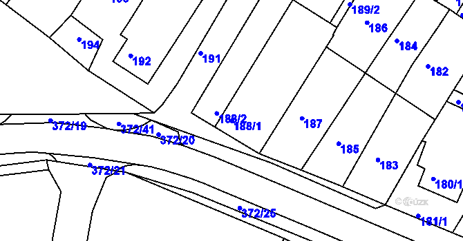 Parcela st. 188/1 v KÚ Ždánice, Katastrální mapa
