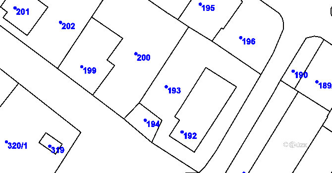Parcela st. 193 v KÚ Ždánice, Katastrální mapa