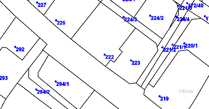 Parcela st. 222 v KÚ Ždánice, Katastrální mapa
