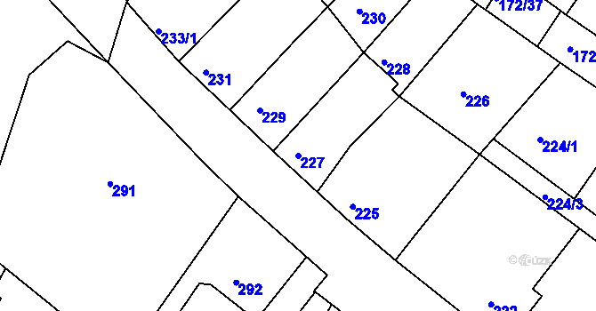 Parcela st. 227 v KÚ Ždánice, Katastrální mapa