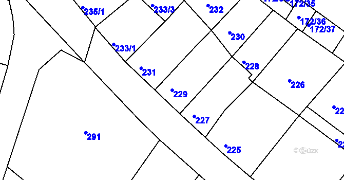 Parcela st. 229 v KÚ Ždánice, Katastrální mapa