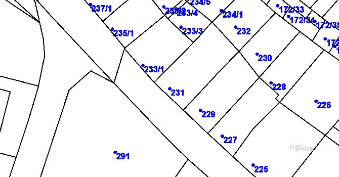 Parcela st. 231 v KÚ Ždánice, Katastrální mapa