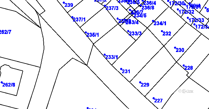Parcela st. 233/1 v KÚ Ždánice, Katastrální mapa