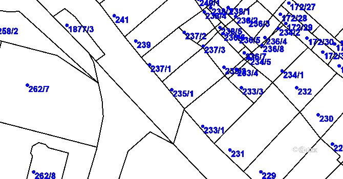 Parcela st. 235/1 v KÚ Ždánice, Katastrální mapa