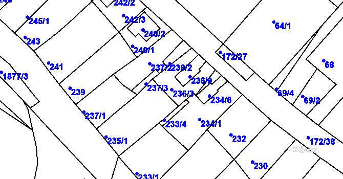 Parcela st. 236/3 v KÚ Ždánice, Katastrální mapa