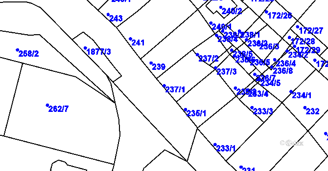 Parcela st. 237/1 v KÚ Ždánice, Katastrální mapa