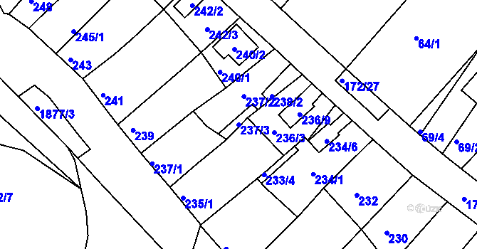 Parcela st. 237/3 v KÚ Ždánice, Katastrální mapa