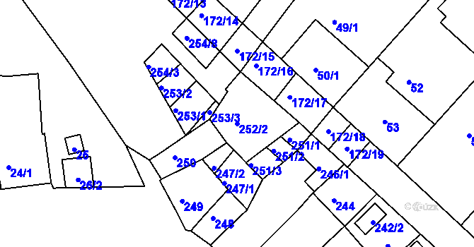 Parcela st. 252/2 v KÚ Ždánice, Katastrální mapa