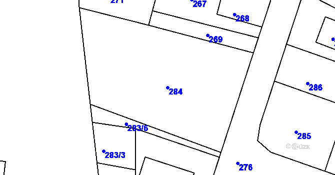Parcela st. 284 v KÚ Ždánice, Katastrální mapa