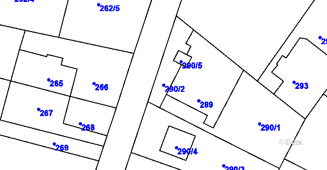 Parcela st. 290/2 v KÚ Ždánice, Katastrální mapa