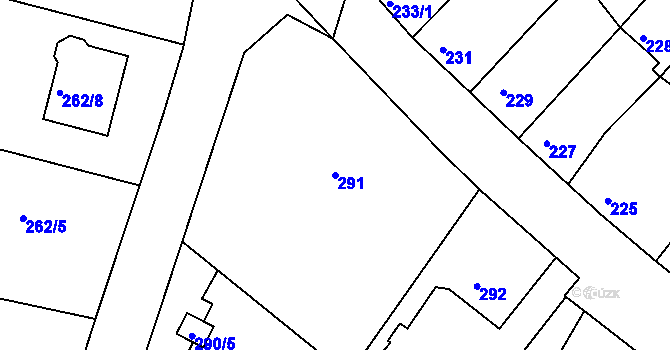 Parcela st. 291 v KÚ Ždánice, Katastrální mapa