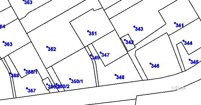 Parcela st. 347 v KÚ Ždánice, Katastrální mapa