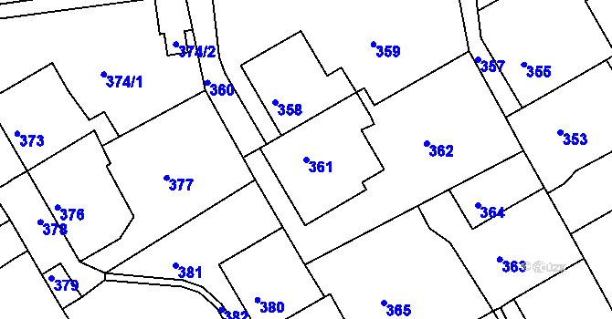 Parcela st. 361 v KÚ Ždánice, Katastrální mapa
