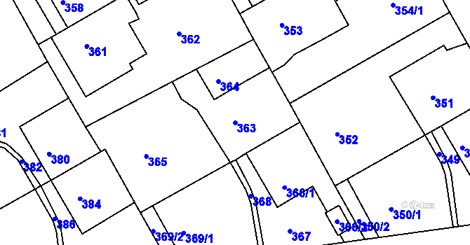 Parcela st. 363 v KÚ Ždánice, Katastrální mapa