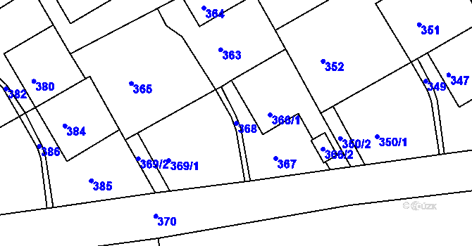 Parcela st. 368 v KÚ Ždánice, Katastrální mapa