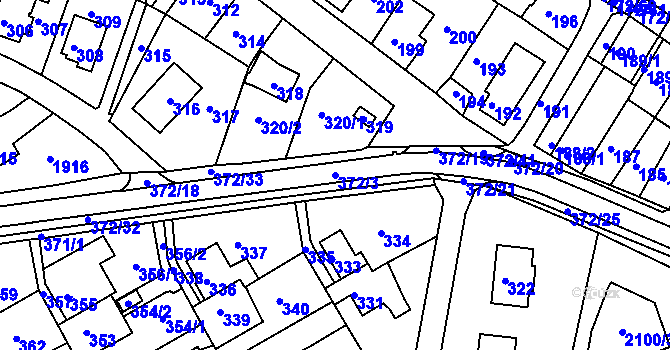 Parcela st. 372/3 v KÚ Ždánice, Katastrální mapa