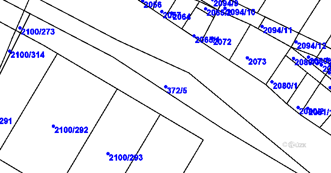 Parcela st. 372/5 v KÚ Ždánice, Katastrální mapa