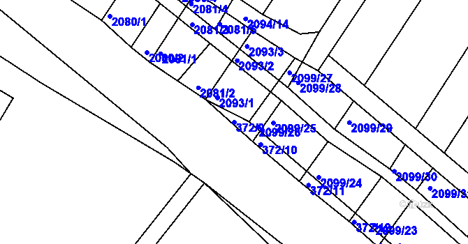 Parcela st. 372/9 v KÚ Ždánice, Katastrální mapa