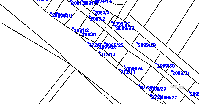 Parcela st. 372/10 v KÚ Ždánice, Katastrální mapa