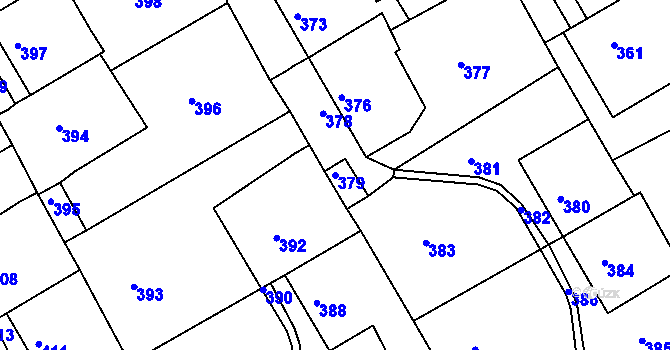 Parcela st. 379 v KÚ Ždánice, Katastrální mapa