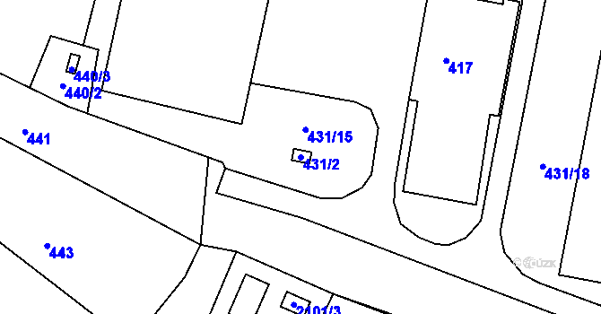 Parcela st. 431/2 v KÚ Ždánice, Katastrální mapa