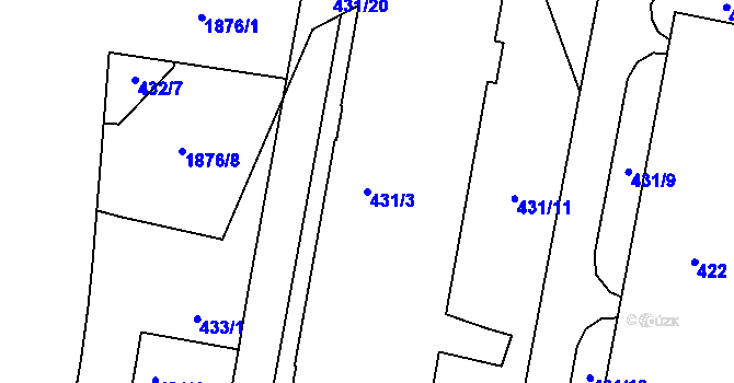 Parcela st. 431/3 v KÚ Ždánice, Katastrální mapa