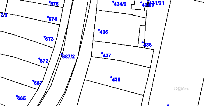Parcela st. 437 v KÚ Ždánice, Katastrální mapa