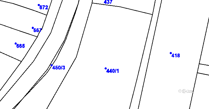 Parcela st. 439 v KÚ Ždánice, Katastrální mapa