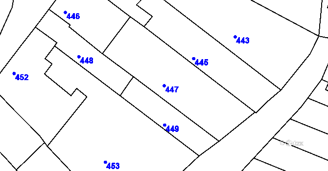 Parcela st. 447 v KÚ Ždánice, Katastrální mapa