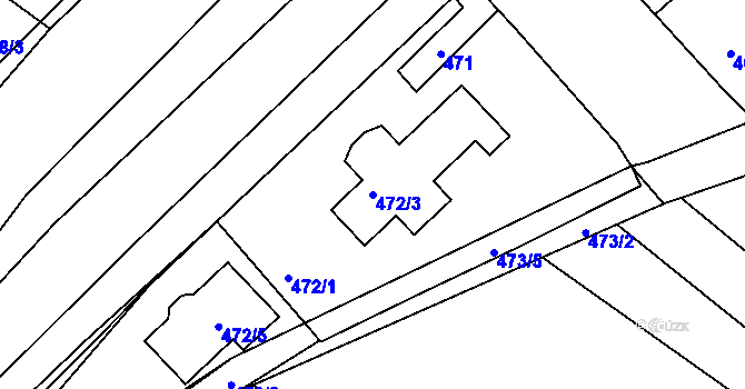 Parcela st. 472/3 v KÚ Ždánice, Katastrální mapa
