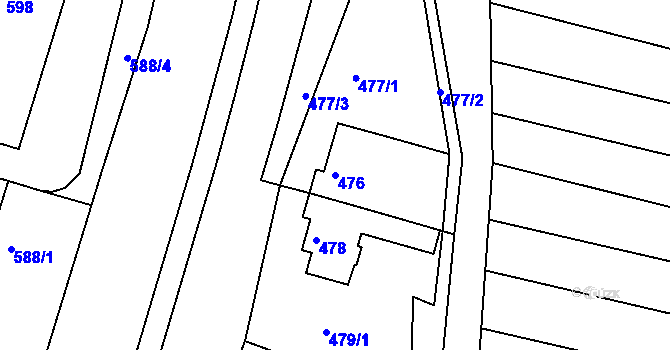 Parcela st. 476 v KÚ Ždánice, Katastrální mapa
