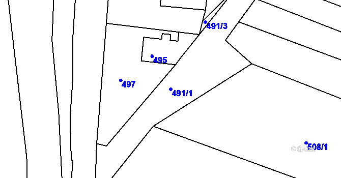 Parcela st. 491/1 v KÚ Ždánice, Katastrální mapa