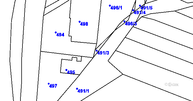 Parcela st. 491/3 v KÚ Ždánice, Katastrální mapa