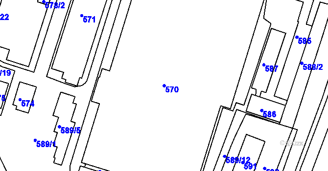 Parcela st. 570 v KÚ Ždánice, Katastrální mapa