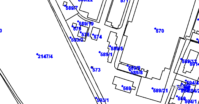 Parcela st. 589/1 v KÚ Ždánice, Katastrální mapa