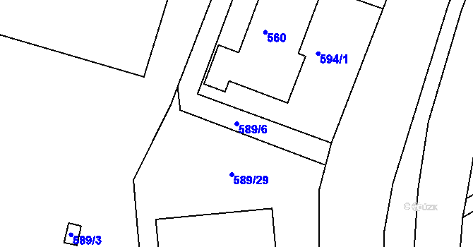Parcela st. 589/6 v KÚ Ždánice, Katastrální mapa