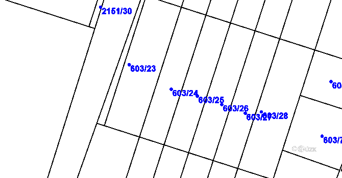 Parcela st. 603/24 v KÚ Ždánice, Katastrální mapa