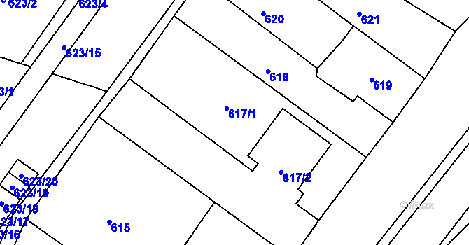 Parcela st. 617 v KÚ Ždánice, Katastrální mapa