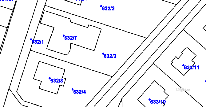 Parcela st. 632/3 v KÚ Ždánice, Katastrální mapa