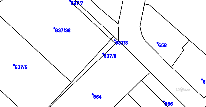 Parcela st. 637/6 v KÚ Ždánice, Katastrální mapa