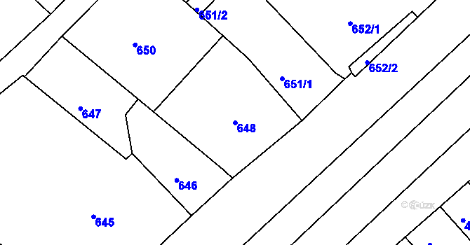 Parcela st. 648 v KÚ Ždánice, Katastrální mapa