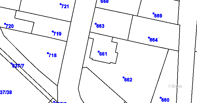 Parcela st. 661 v KÚ Ždánice, Katastrální mapa
