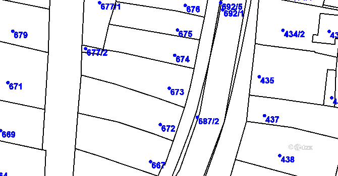 Parcela st. 673 v KÚ Ždánice, Katastrální mapa