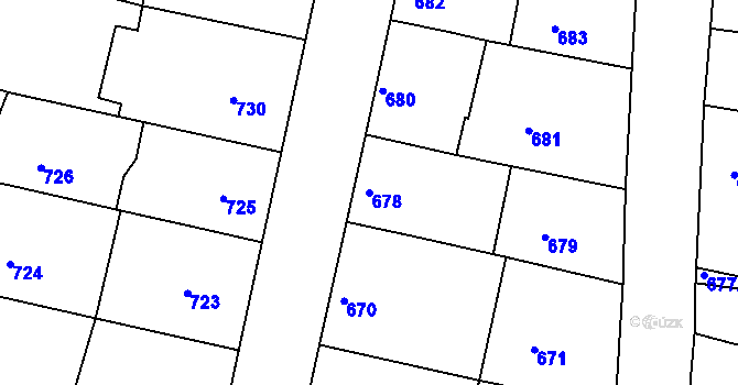 Parcela st. 678 v KÚ Ždánice, Katastrální mapa
